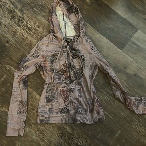 EUC Pink Studded Guess Zip Up Hoodie Size Small